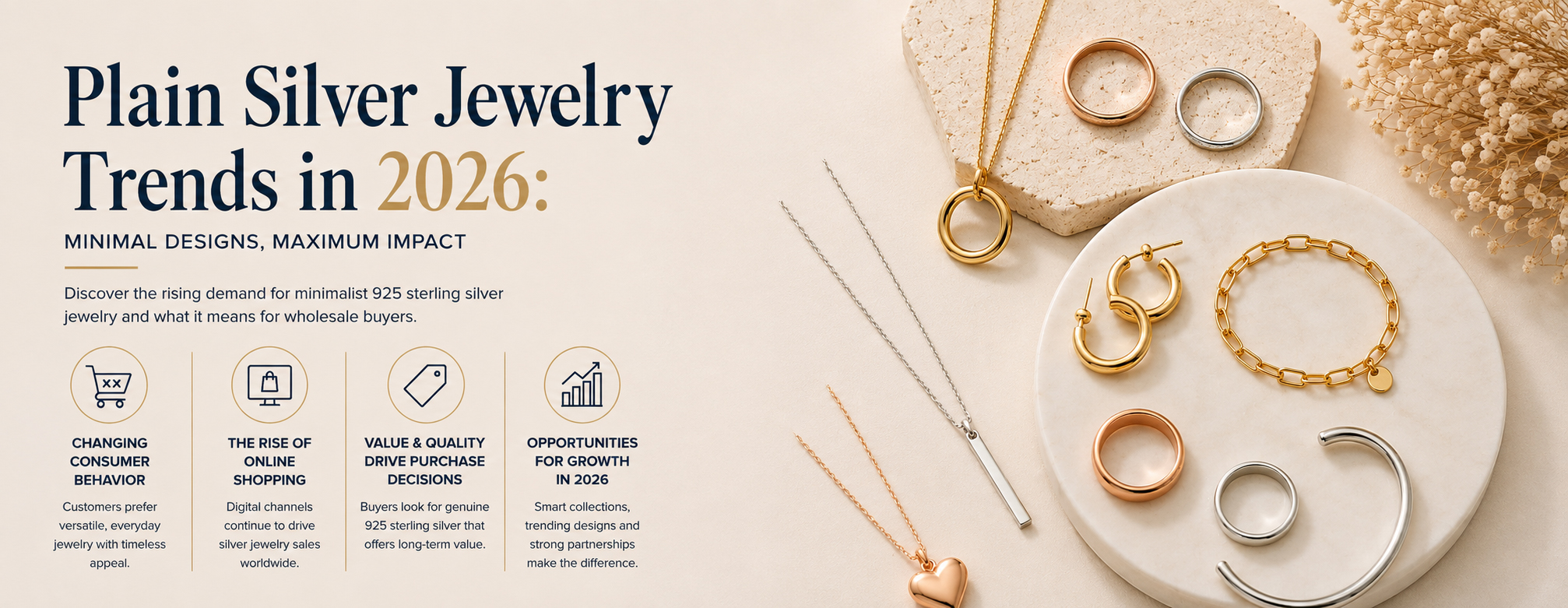 Plain and minimalist 925 sterling silver jewelry designs