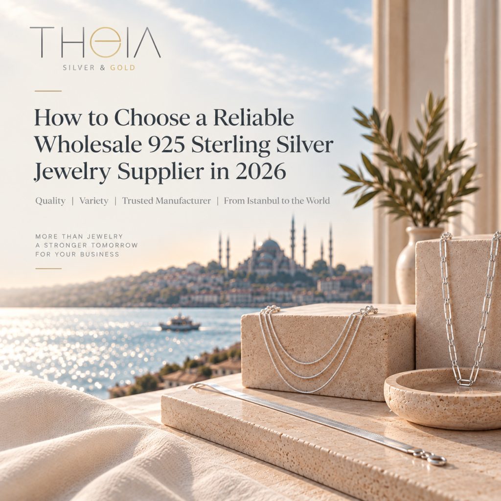 Wholesale 925 sterling silver jewelry supplier in 2026 featuring elegant silver chains and Istanbul-inspired luxury setting