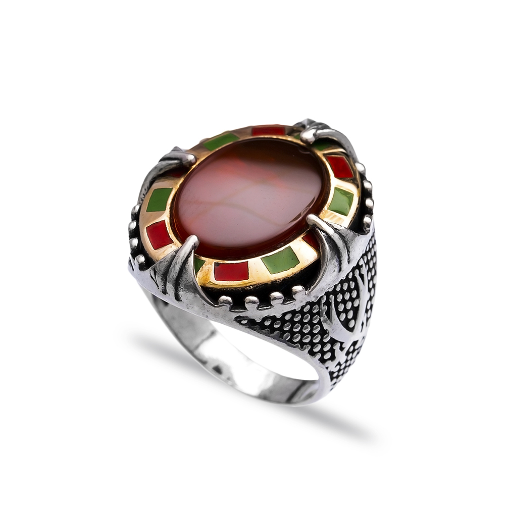 Red Agate Authentic Men Ring Wholesale Handmade 925 Sterling Silver