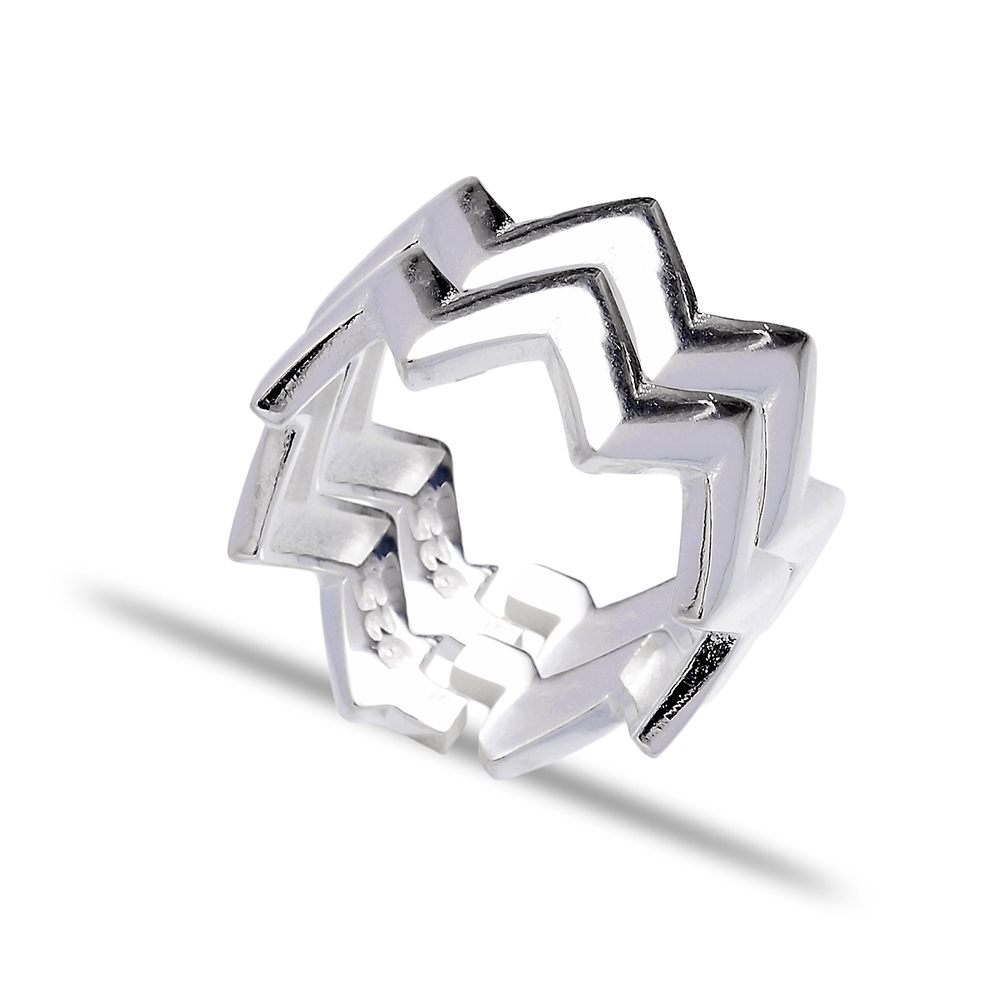 Turkish Wholesale Handcrafted Sterling Zigzag Silver Ring