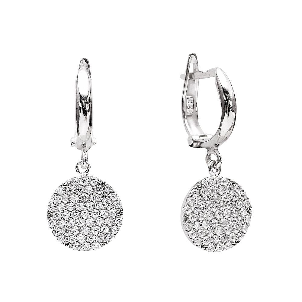 Dangle Clip On Earrings Circle Shape Turkish Wholesale Sterling Silver Earring