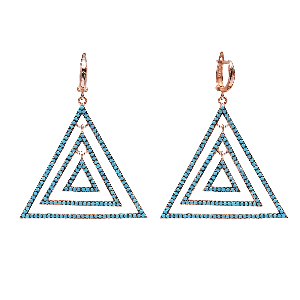 Dangle Triangle Earrings Turkish Wholesale Handmade Sterling Silver Earring