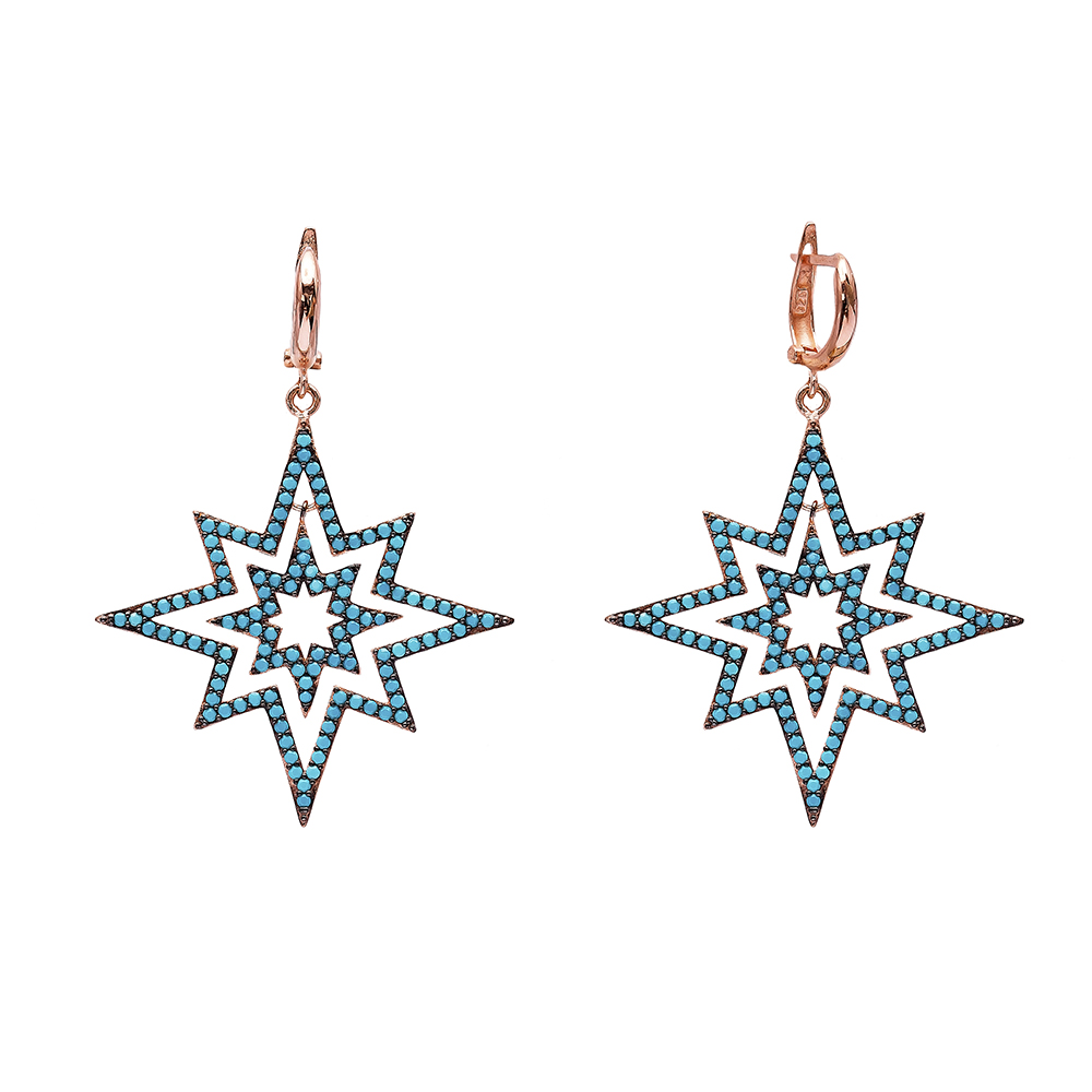 Dangle Star Earrings Turkish Wholesale Handmade Sterling Silver Earring