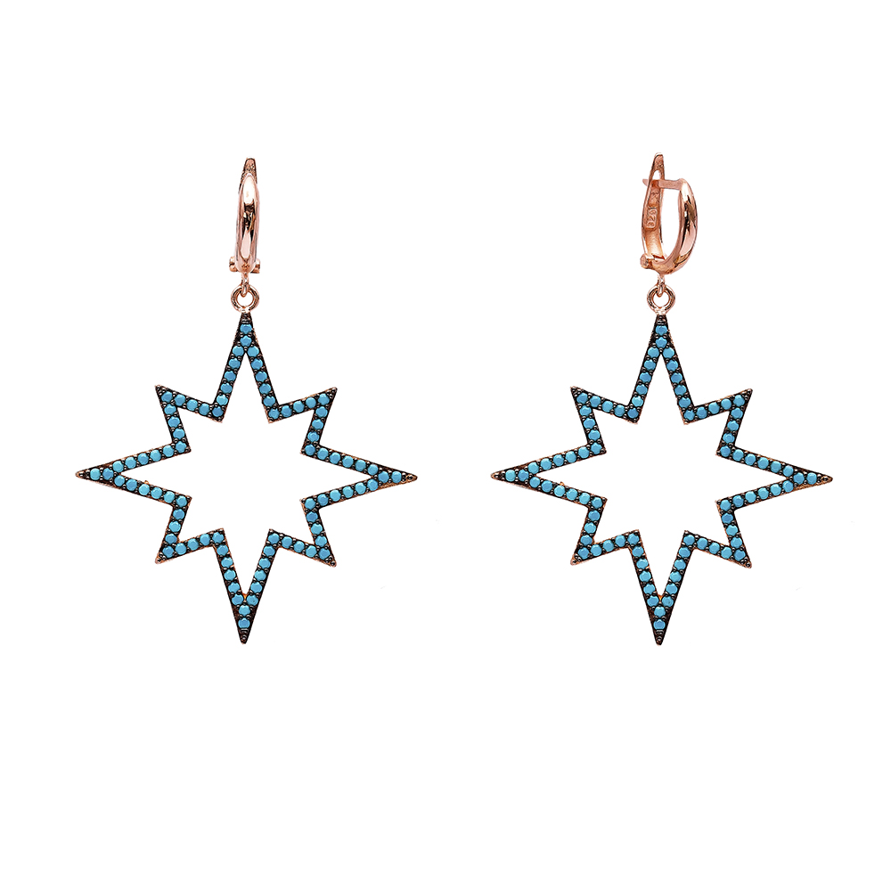 Star Dangle Earrings Turkish Wholesale Handmade Sterling Silver Earring