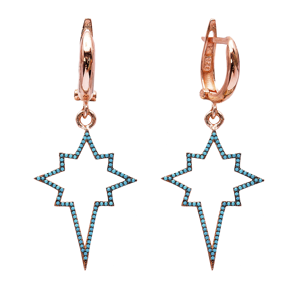 Turkish Wholesale Handcrafted Silver Star Dangle Earring