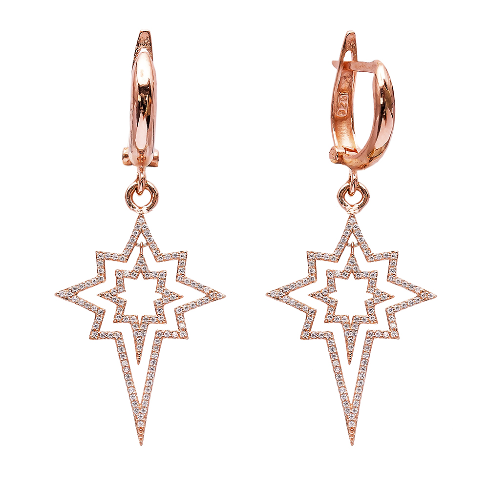 Turkish Wholesale Handcrafted Silver Star Dangle Earring