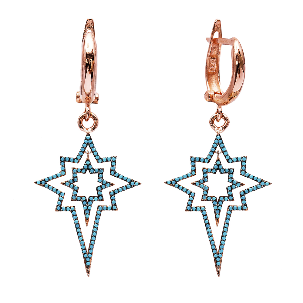 Turkish Wholesale Handcrafted Silver Star Dangle Earring