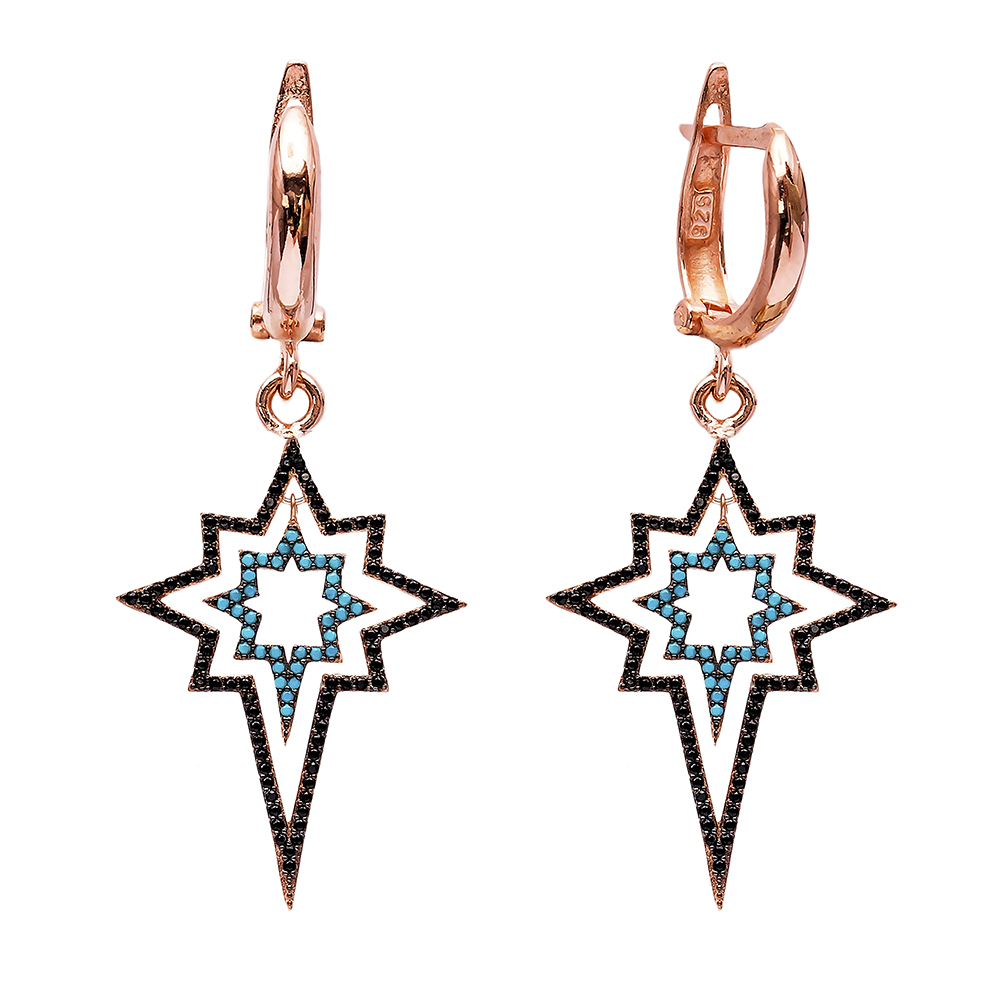 Turkish Wholesale Handcrafted Silver Star Dangle Earring