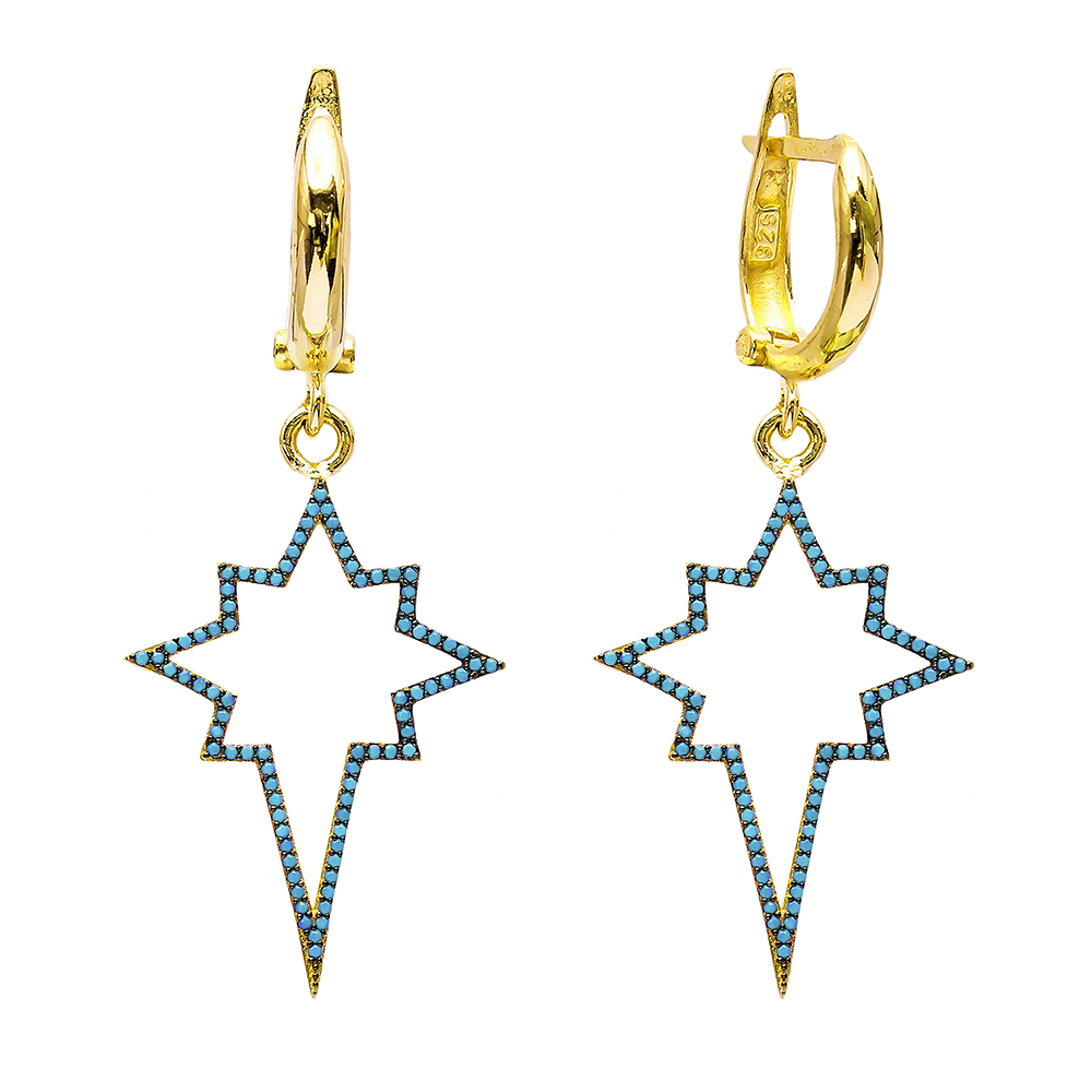 Turkish Wholesale Handcrafted Silver Star Dangle Earring