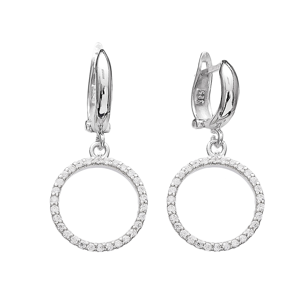 Round Dangle Clip On Earrings Turkish Wholesale Sterling Silver Earring