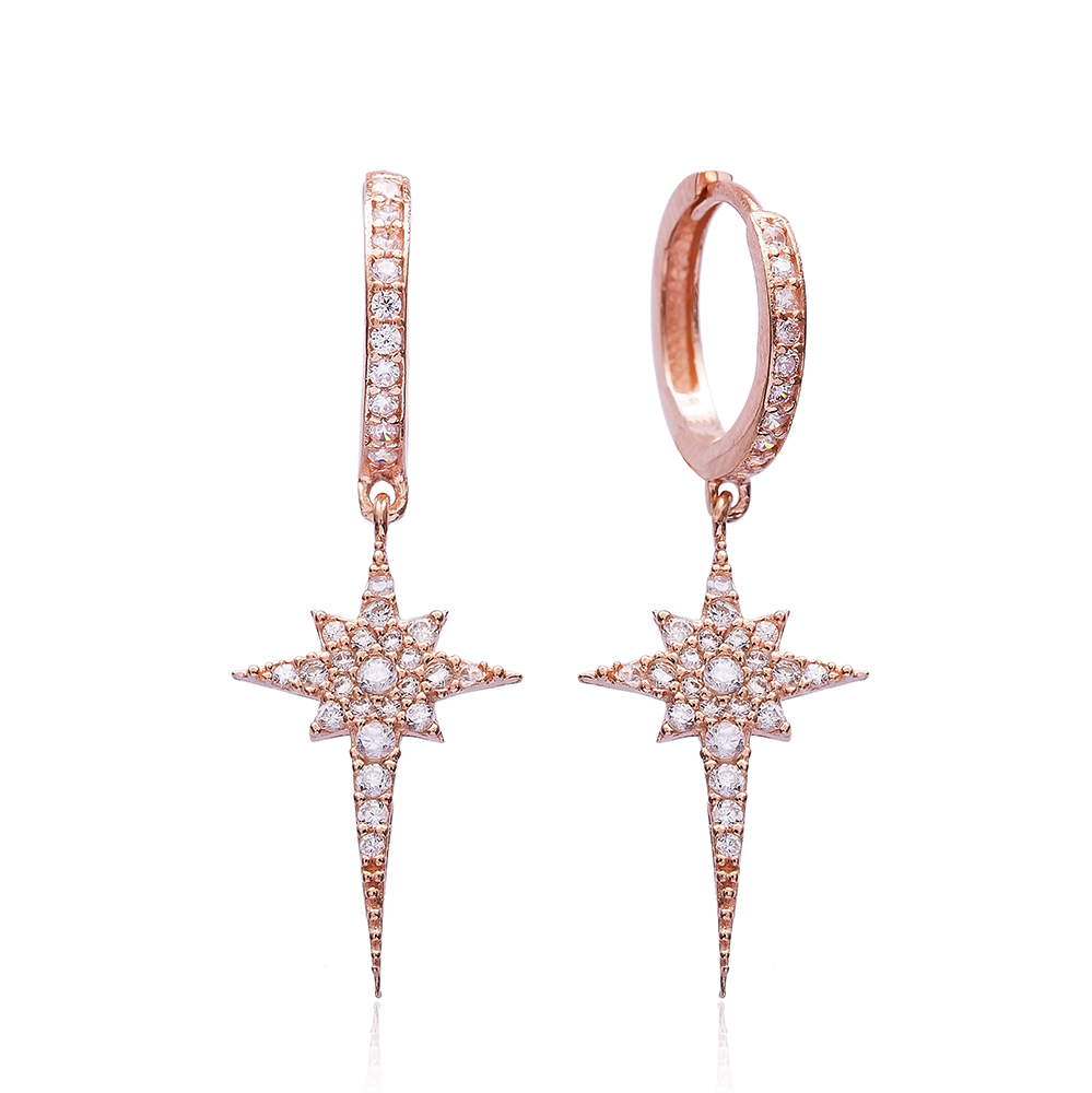 Simple Pole Star Earrings Turkish Wholesale 925 Sterling Silver Jewelry