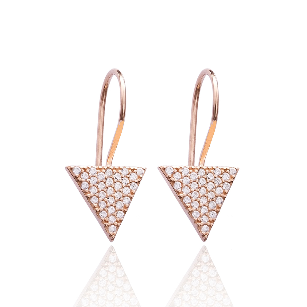 Delicate Triangle Earrings Turkish Wholesale 925 Sterling Silver Jewelry