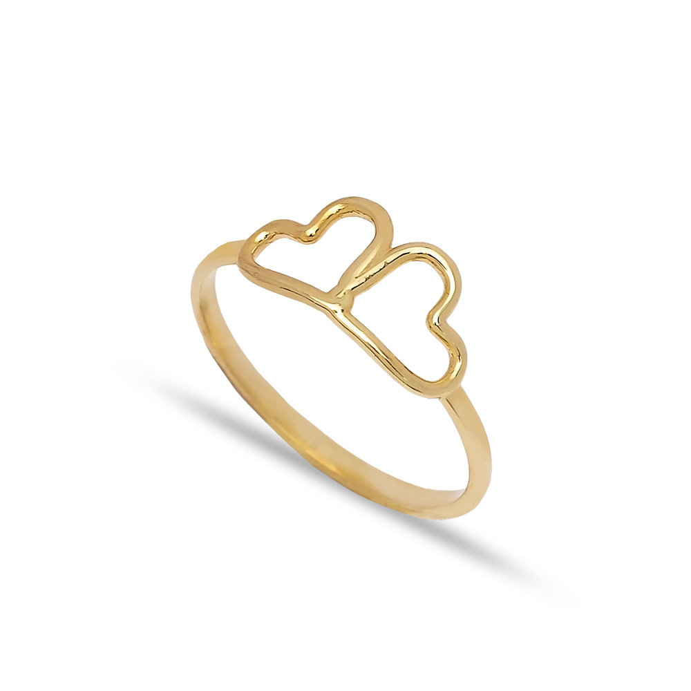 925 Silver Dual Heart Design Plain Ring Wholesale Handcrafted Silver Jewelry