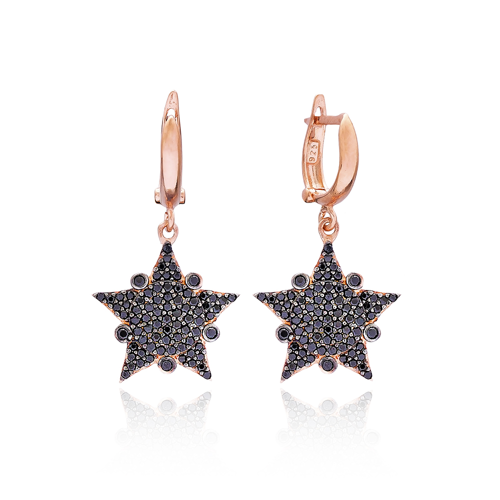 Sheriff Star Design Turkish Wholesale 925 Sterling Silver Jewelry Earring