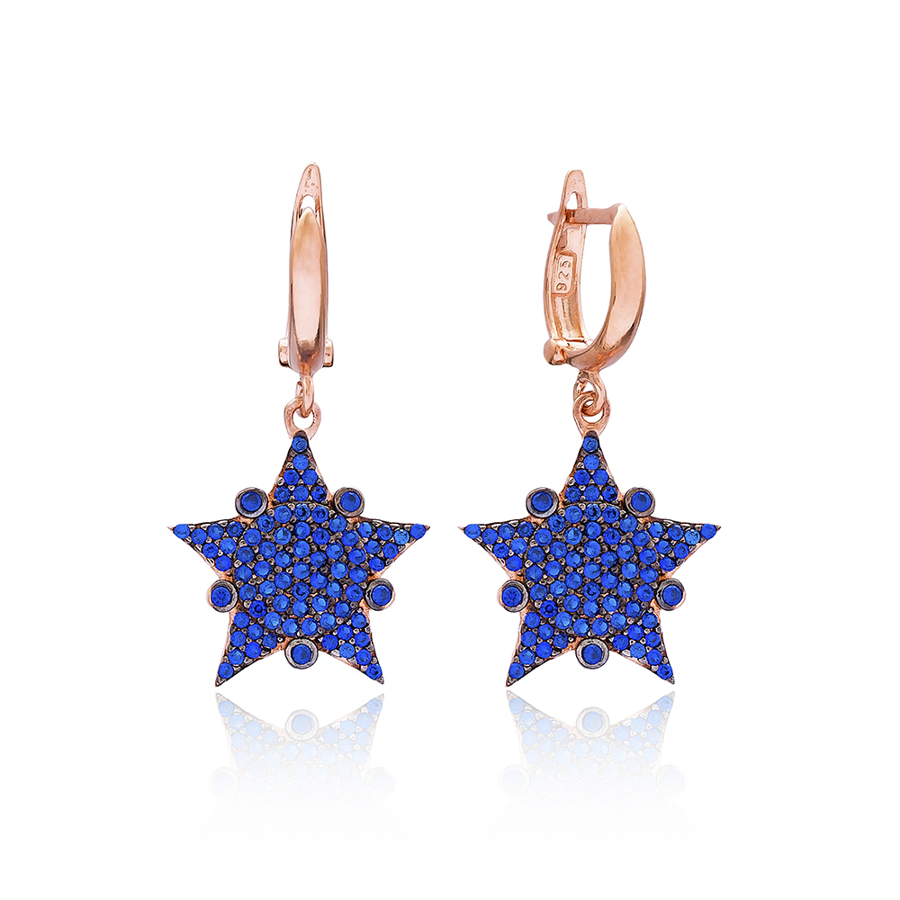 Sheriff Star Design Turkish Wholesale 925 Sterling Silver Jewelry Earring