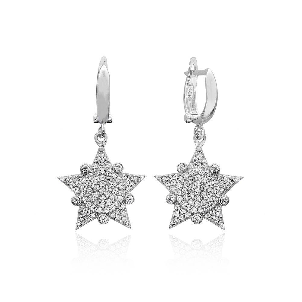 Sheriff Star Design Turkish Wholesale 925 Sterling Silver Jewelry Earring