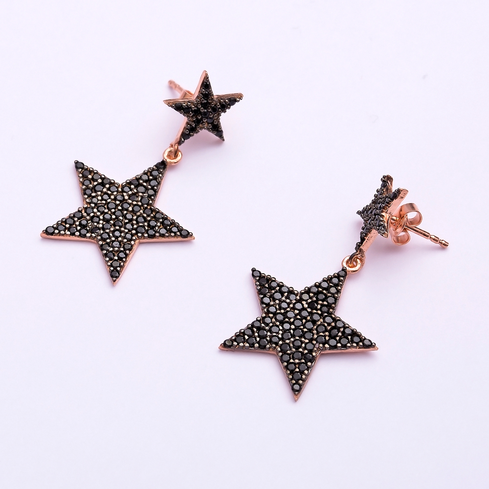 Turkish Wholesale Handcrafted Star Silver Bridal Earring