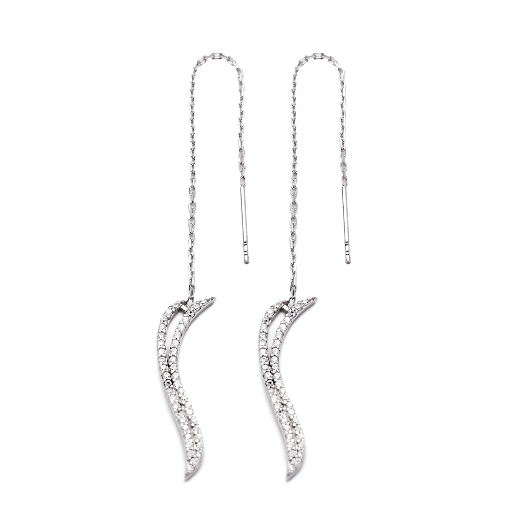 Sterling Silver Ear Thread Earrings Turkish Wholesale Sterling Silver Chain Earring