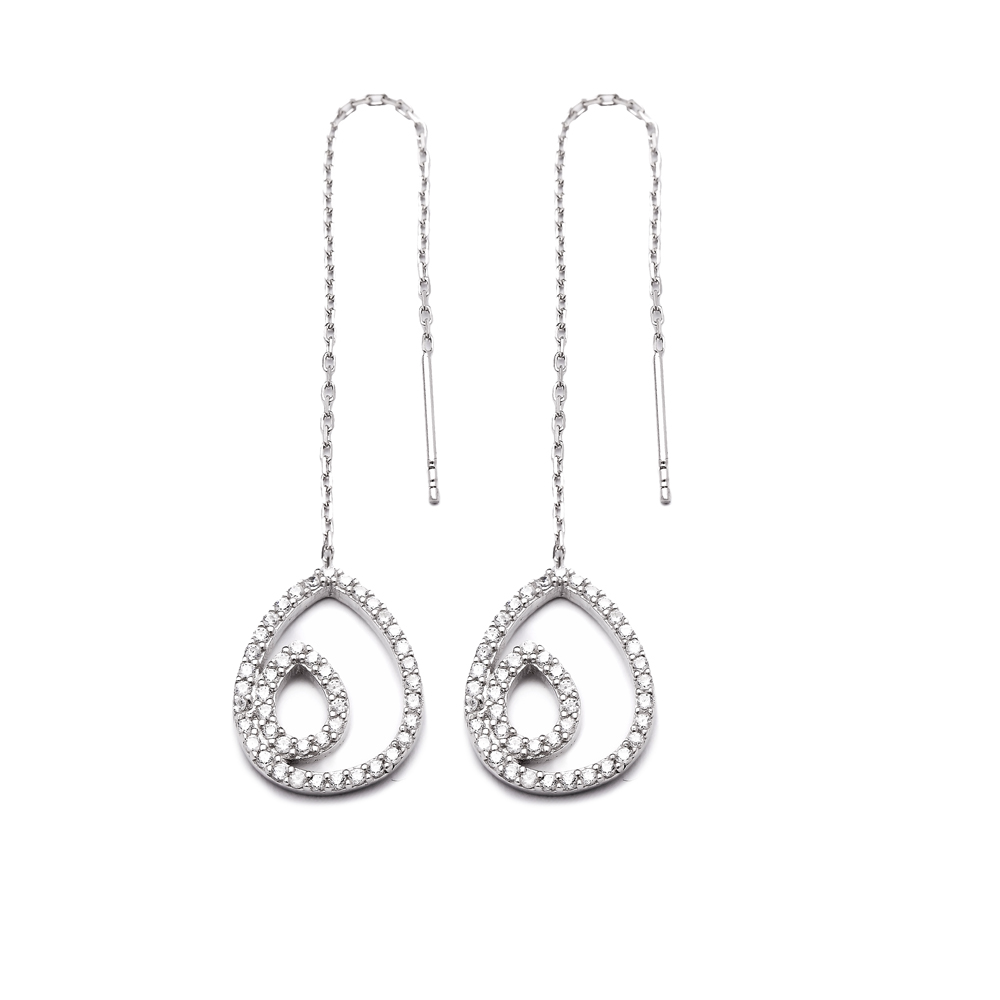 Sterling Silver Ear Thread Earrings Turkish Wholesale Sterling Silver Chain Earring