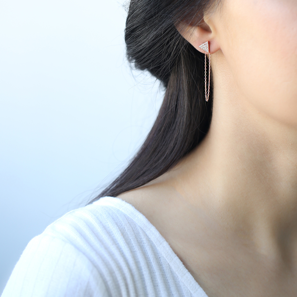 Push Back Ear Thread Earring Wholesale Sterling Silver Chain Earrings