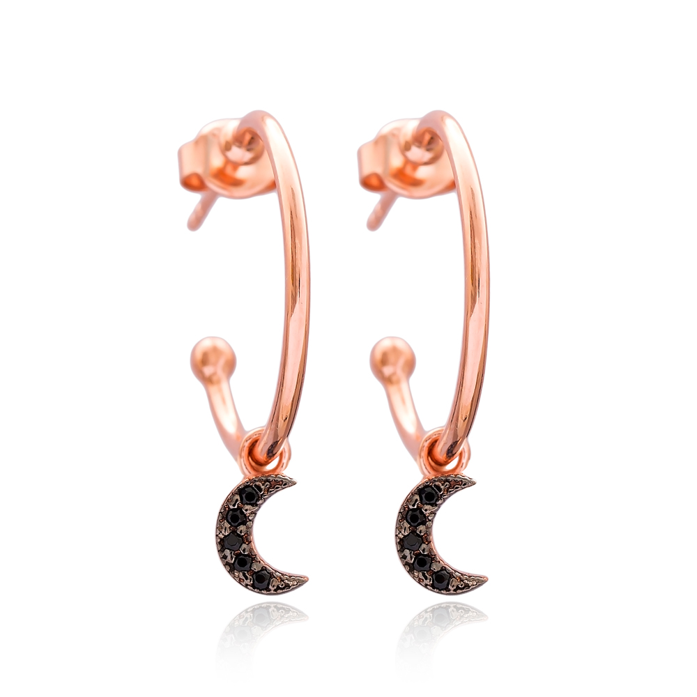 Crescent Moon Dangle Earring Wholesale Handmade Turkish 925 Silver Sterling Jewelry