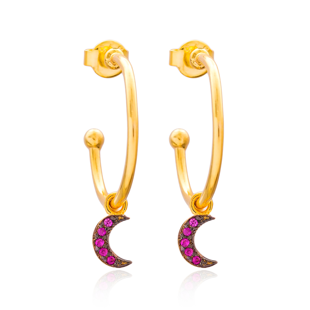 Crescent Moon Dangle Earring Wholesale Handmade Turkish 925 Silver Sterling Jewelry