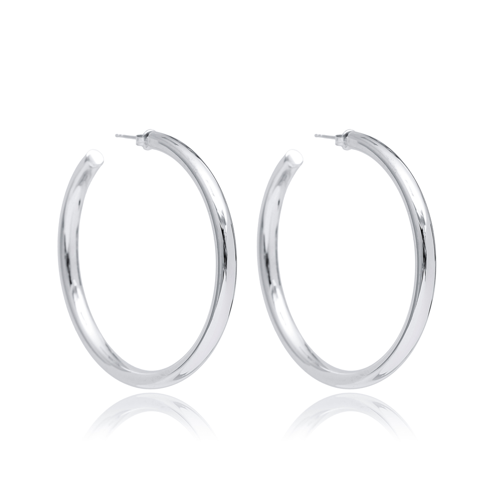Round Ø60 mm Earring Wholesale Handmade Turkish 925 Silver Sterling Jewelry