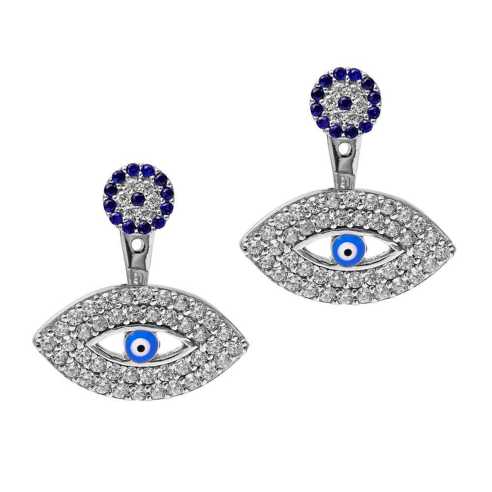 Ear cuff Turkish Wholesale Handcrafted Evil Eye Silver Earring