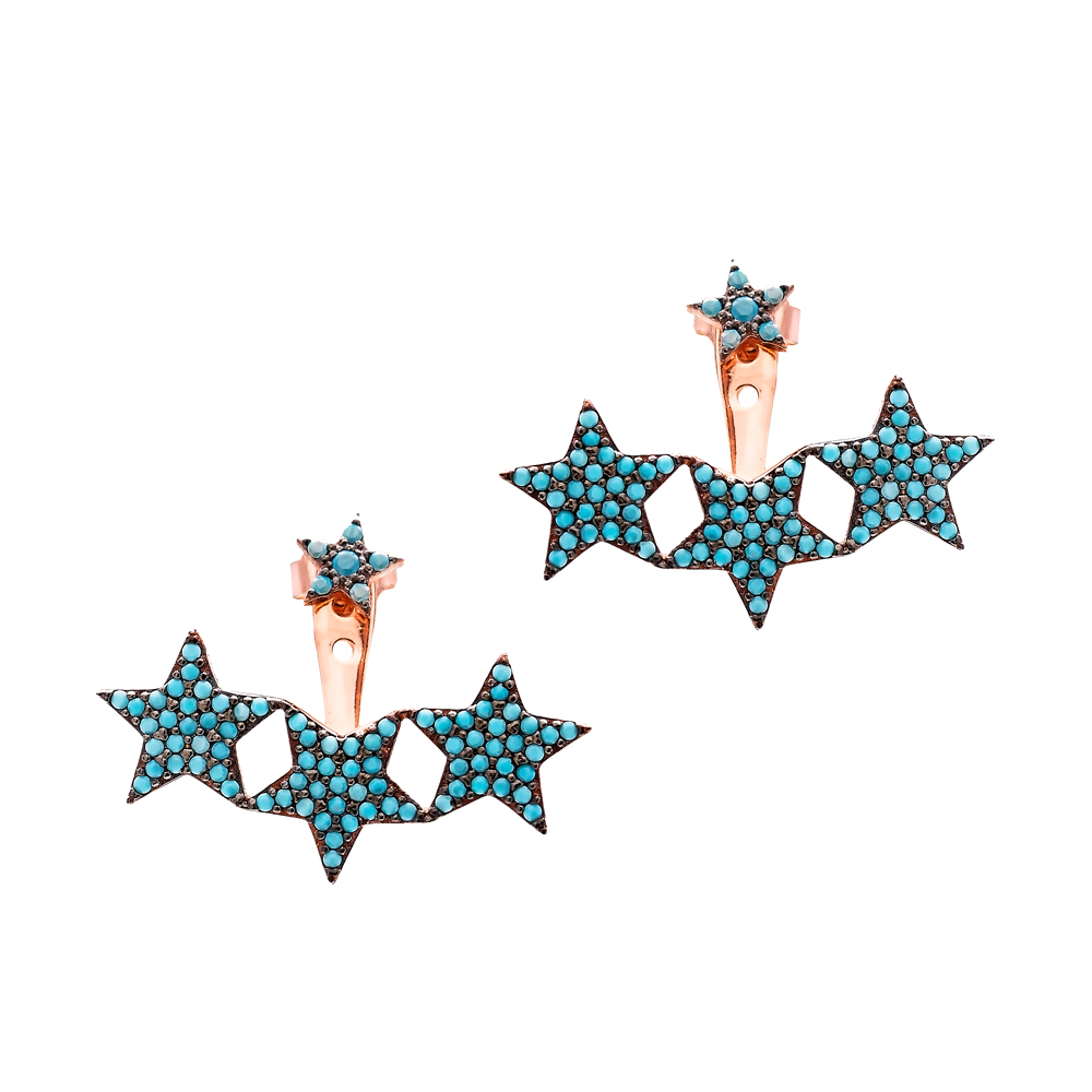 Micro Turquoise Ear Cuff Star Turkish Wholesale Handcrafted Silver Earring