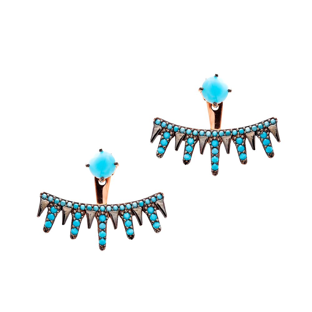 Micro Turquoise Ear Cuff Turkish Wholesale Handcrafted Silver Earring