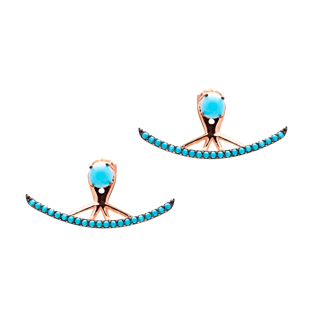 Micro Turquoise Ear Cuff Turkish Wholesale Handcrafted Silver Earring