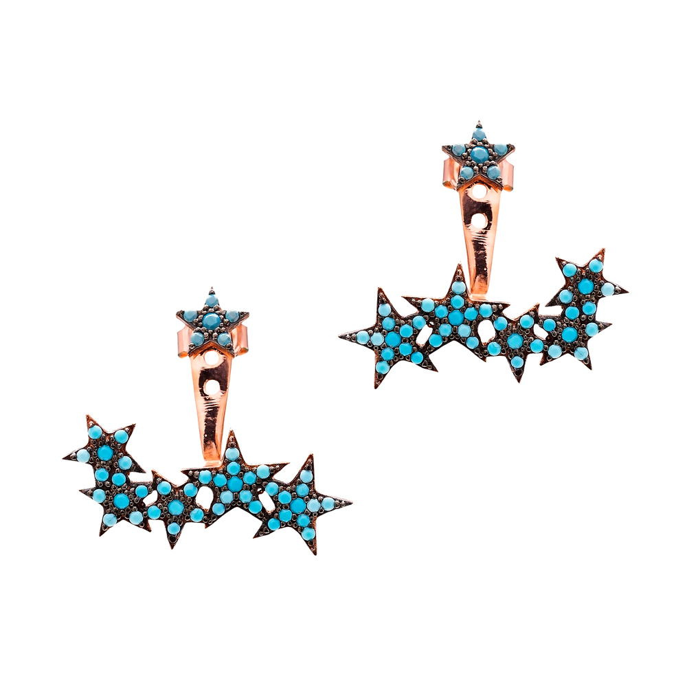 Micro Turquoise Ear Cuff Star Turkish Wholesale Handcrafted Silver Earring