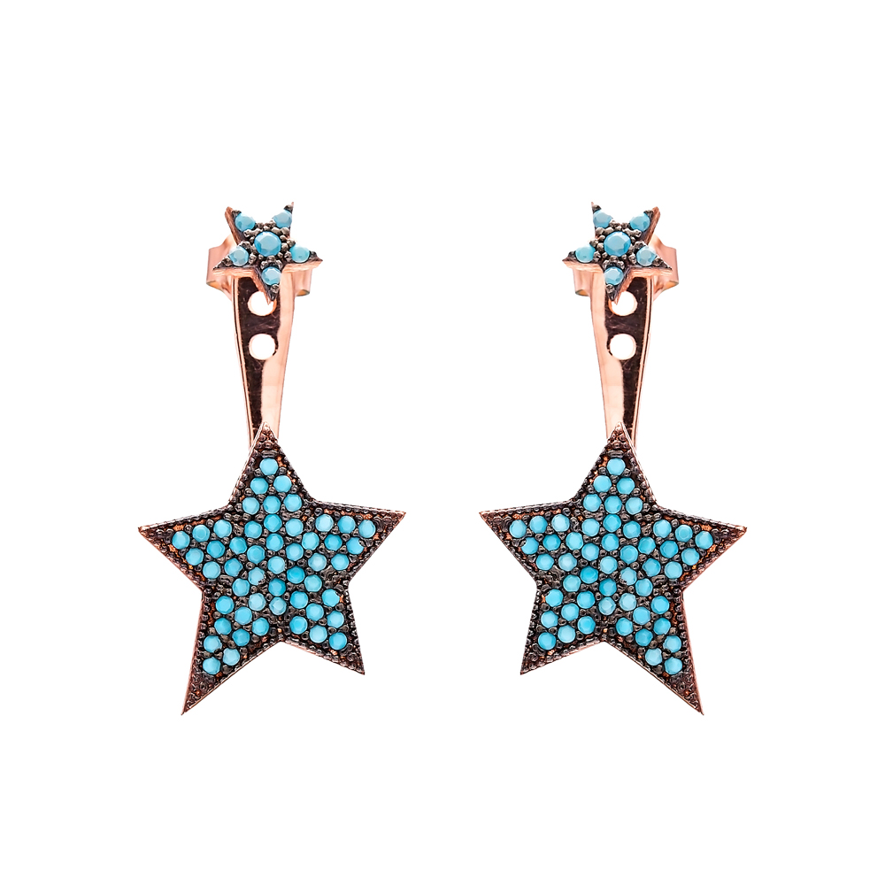 Micro Turquoise Ear Cuff Star Turkish Wholesale Handcrafted Silver Earring