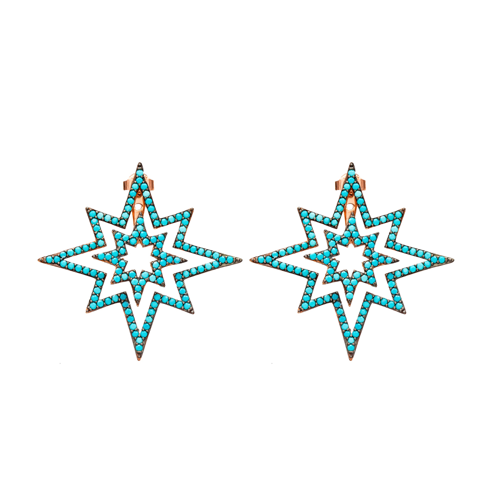 Pole Star Design Earring Wholesale Turkish Sterling Silver Earring