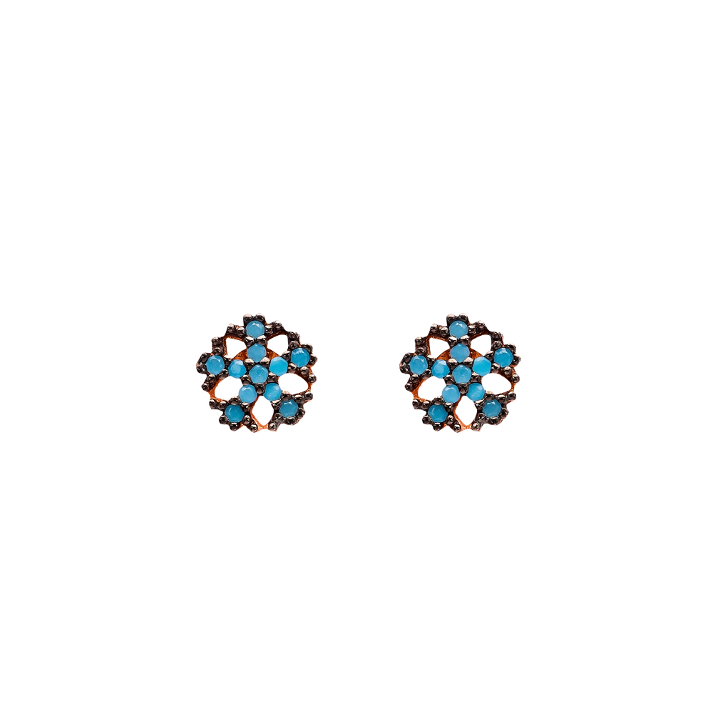 Micro Turquoise Snowflake Turkish Wholesale Silver Stud Earring