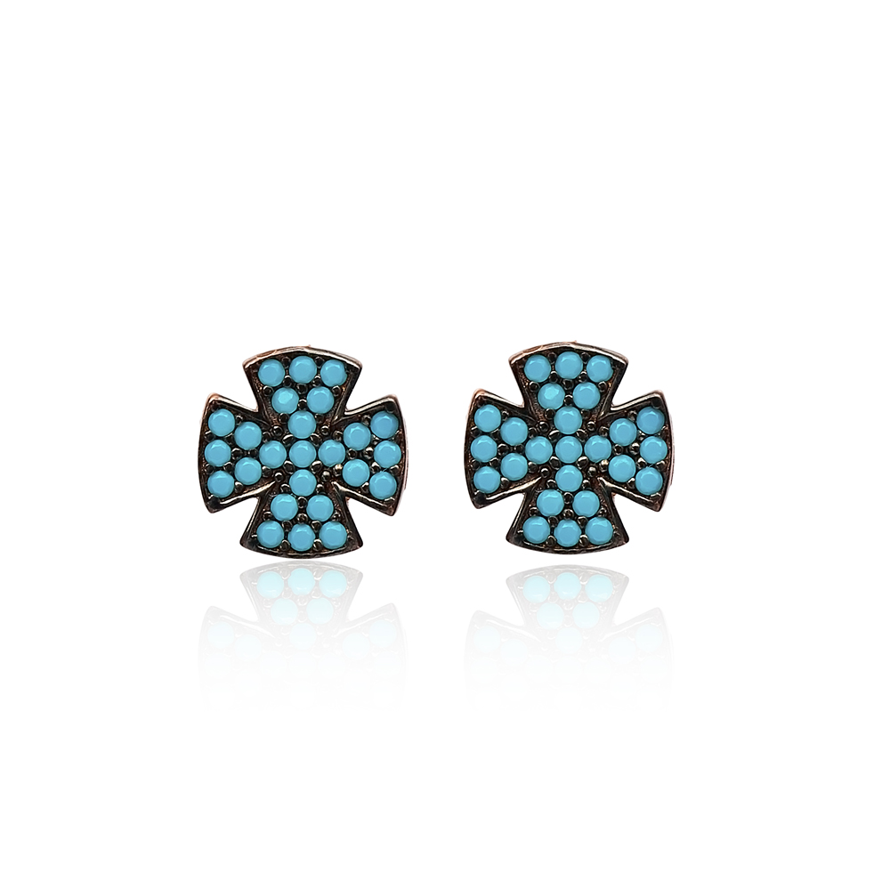 Stud Cross Earrings Wholesale Turkish Sterling Silver Earring