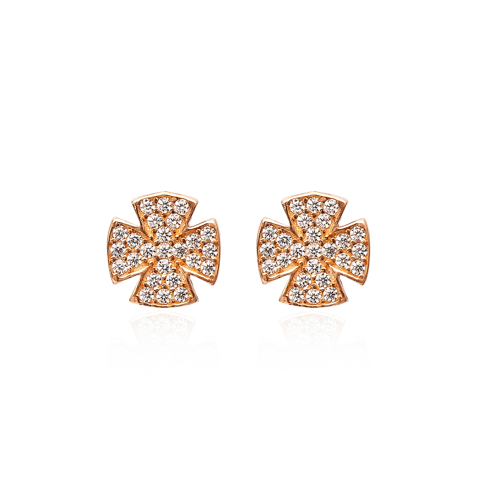 Stud Cross Earrings Wholesale Turkish Sterling Silver Earring