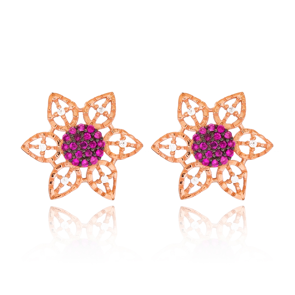 Filigree Design Wholesale Turkish Sterling Silver Stud Earrings