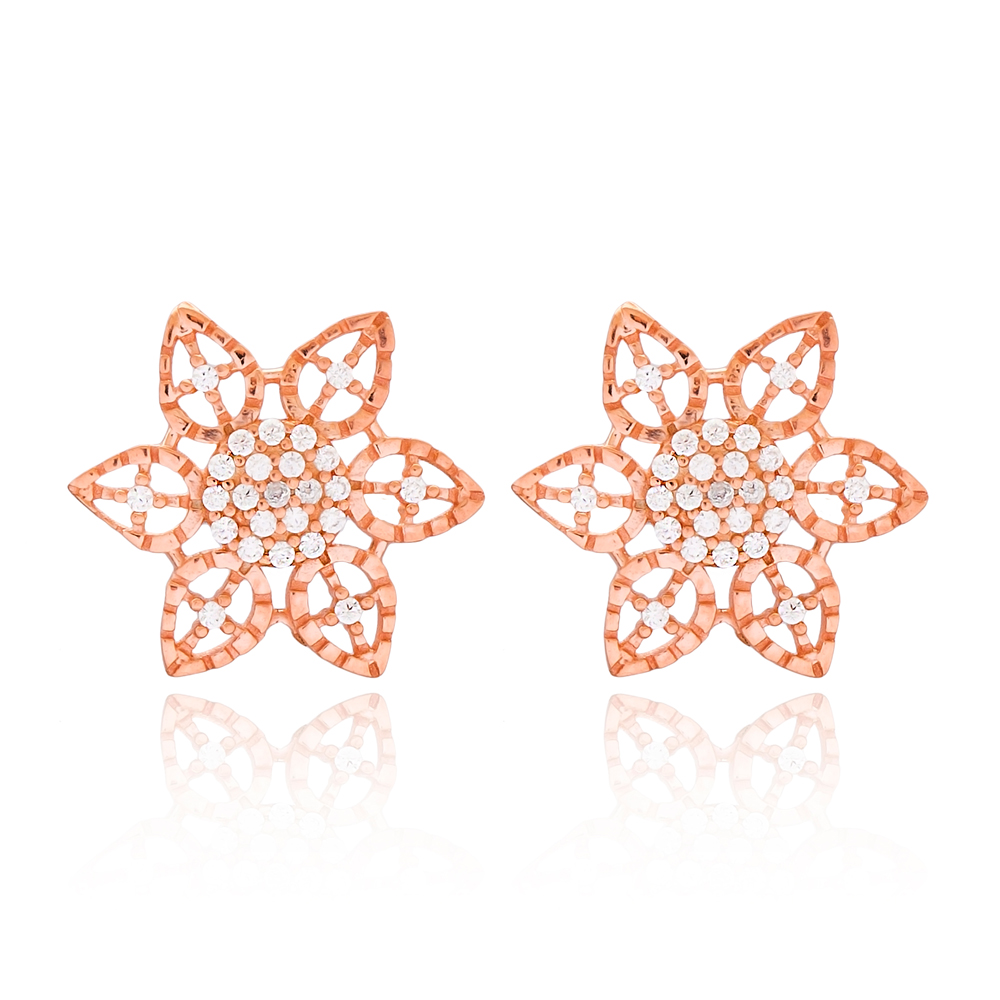 Filigree Design Wholesale Turkish Sterling Silver Stud Earrings