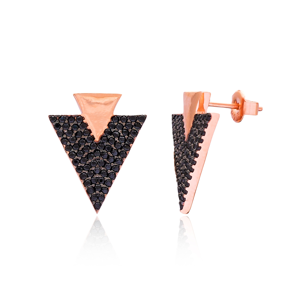 Triangle Shape Earring Wholesale Handmade Turkish 925 Silver Sterling Jewelry