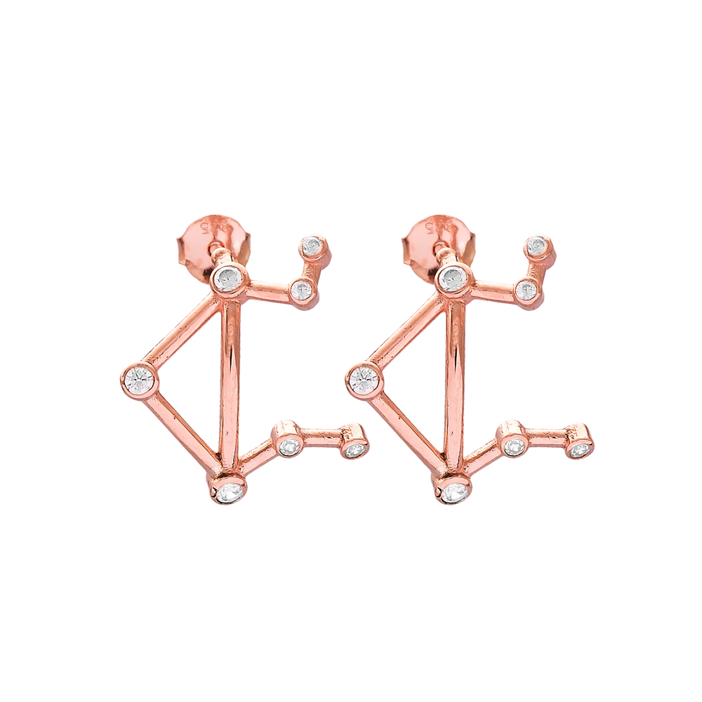 Libra Zodiac Sign Constellation 925 Sterling Silver Turkish Earring