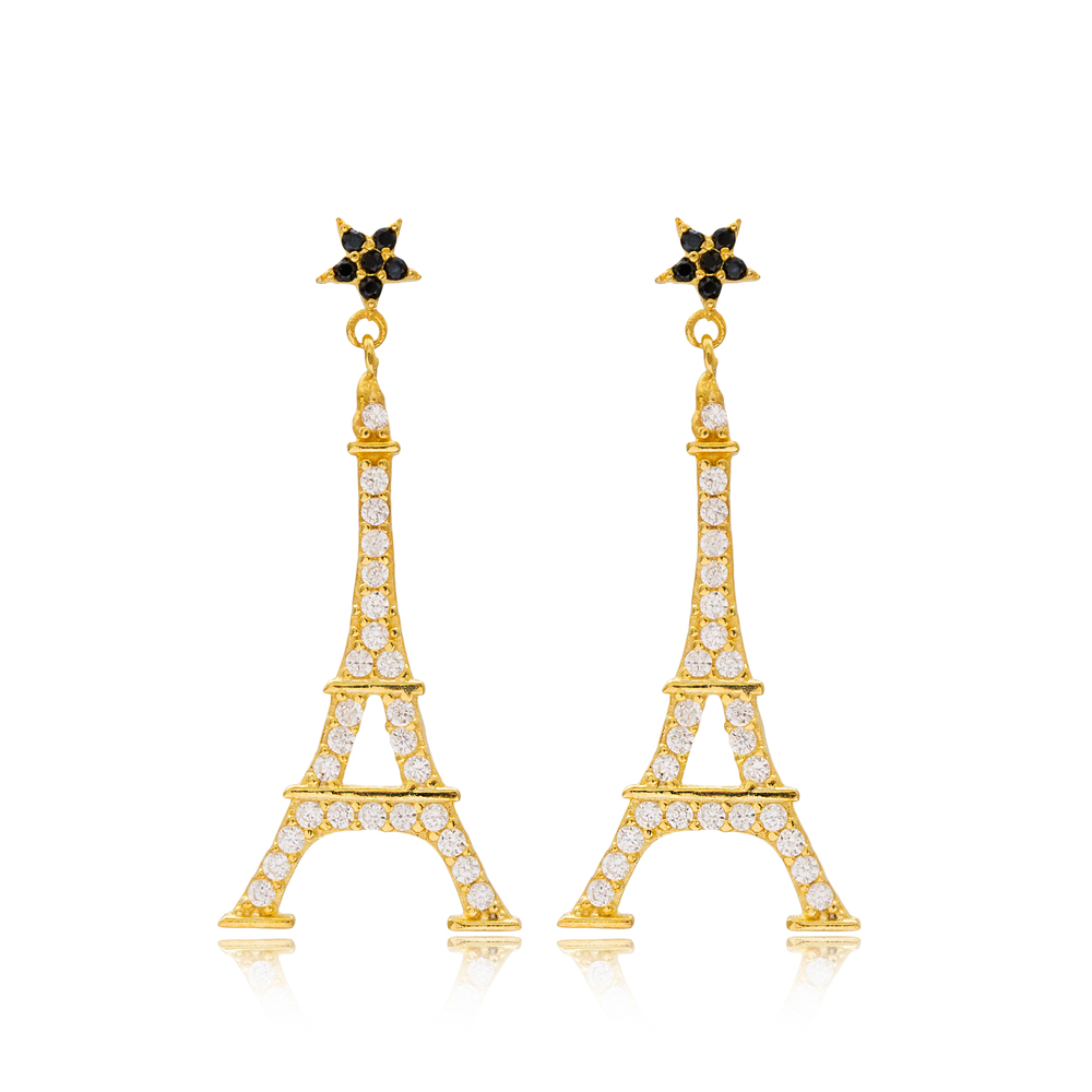 Eiffel Tower Design Silver Star Stud Earrings Wholesale Turkish Sterling Silver Jewelry