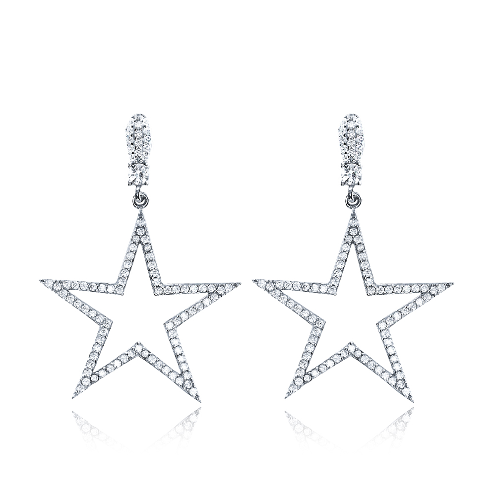 Fashion Star Shape Stud Earrings Wholesale Turkish Handmade 925 Sterling Silver Jewelry