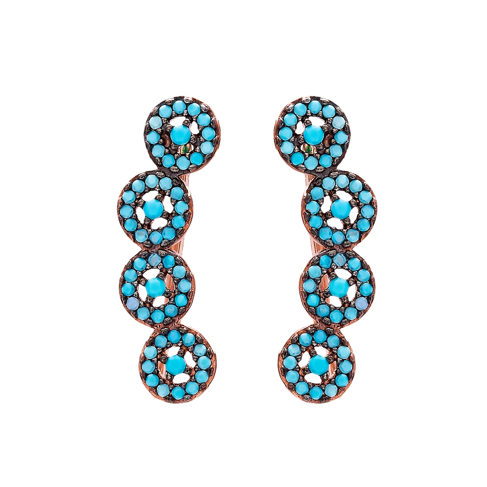 Micro Turquoise Ear Cuff Turkish Wholesale Handcrafted Silver Earring