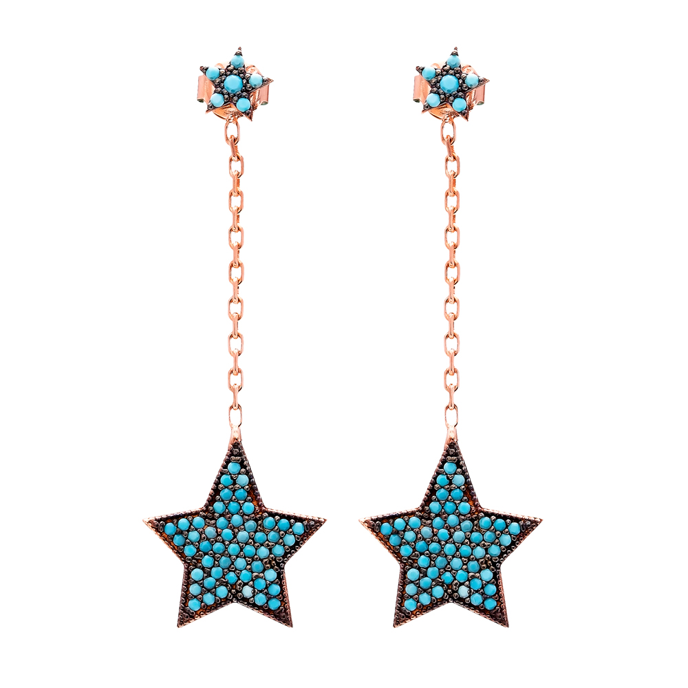 Micro Turquoise Ear Cuff Star Turkish Wholesale Handcrafted Silver Earring