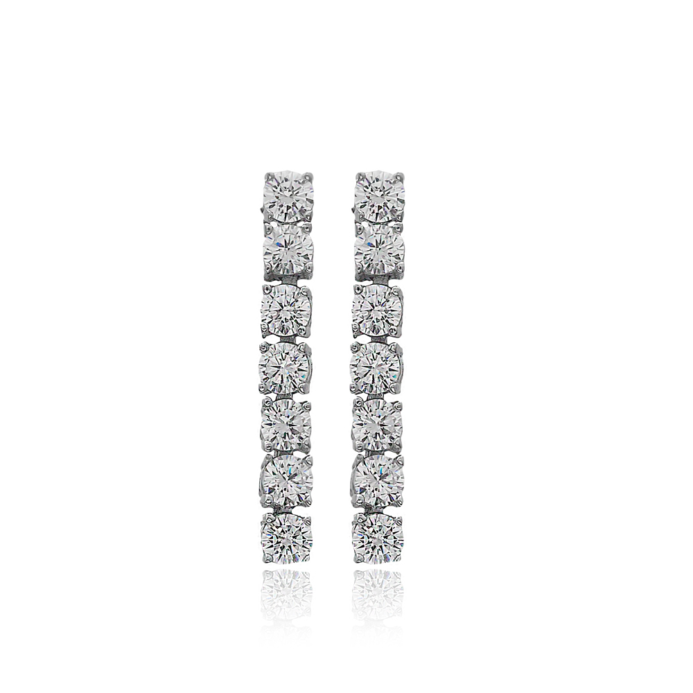 Ø3.5 mm Round Stone Elegant Design Tennis Earrings Wholesale Handmade 925 Silver Sterling Jewelry