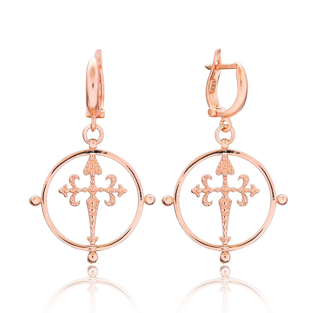 Sterling Silver Gothic Cross Earring Wholesale Handmade Turkish 925 Silver Sterling Jewelry