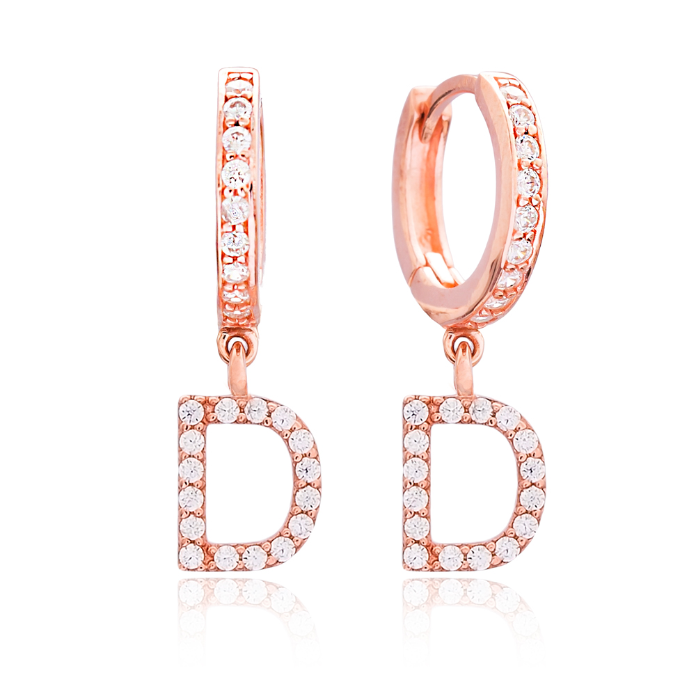 Letter D Dangle Earring Wholesale Handmade Turkish 925 Silver Sterling Jewelry