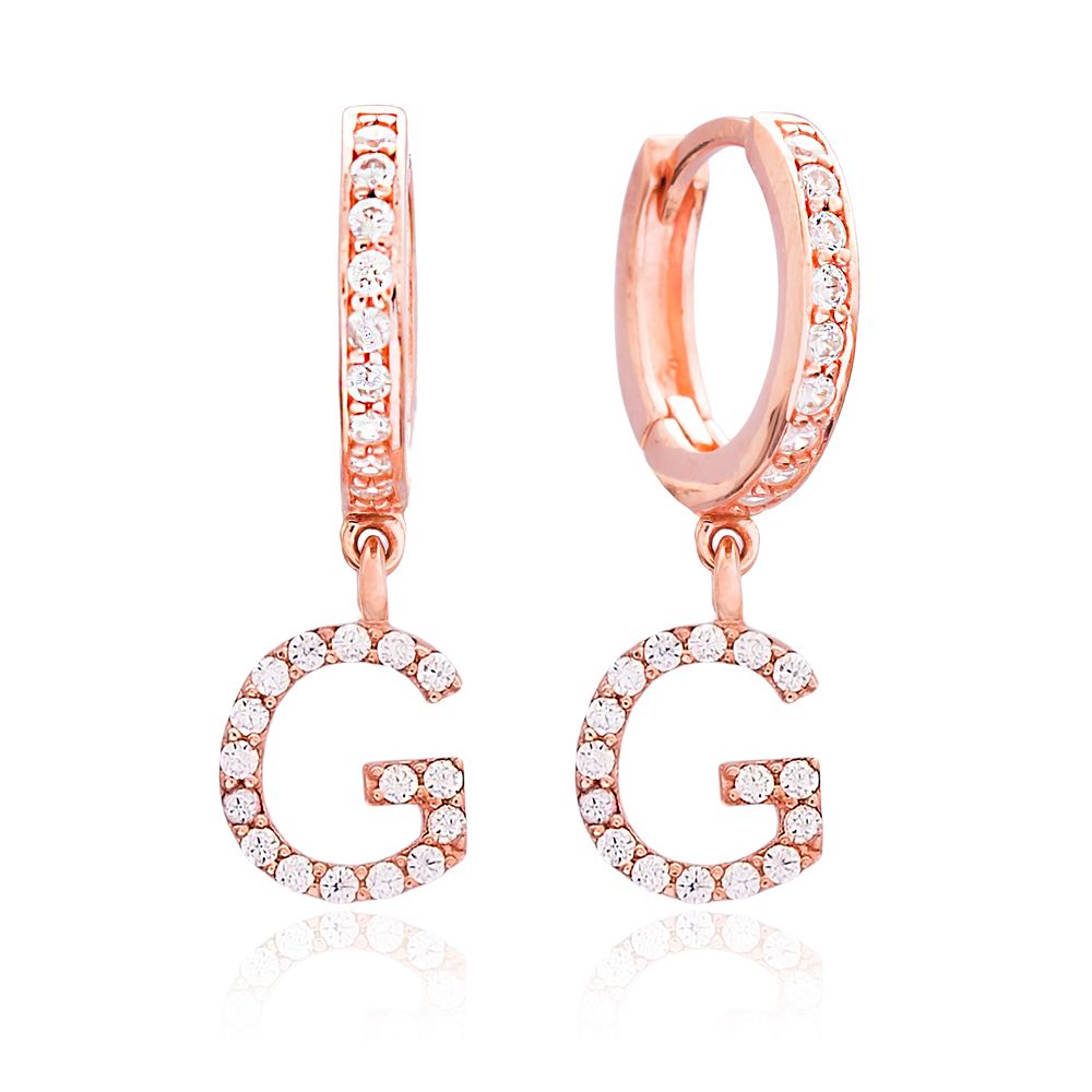 Letter G Dangle Earring Wholesale Handmade Turkish 925 Silver Sterling Jewelry