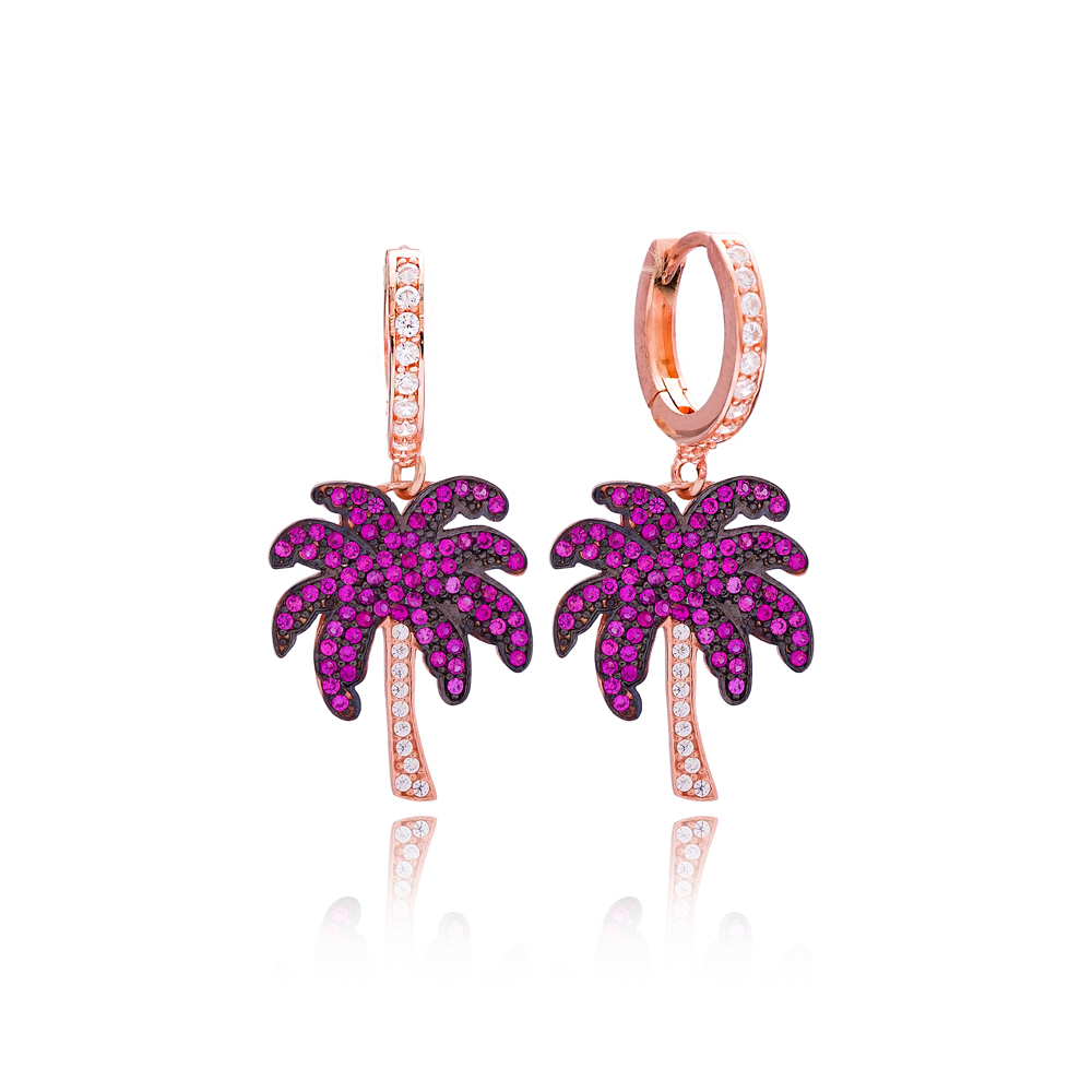 Palm Tree Dangle Earrings Wholesale 925 Sterling Silver Jewelry